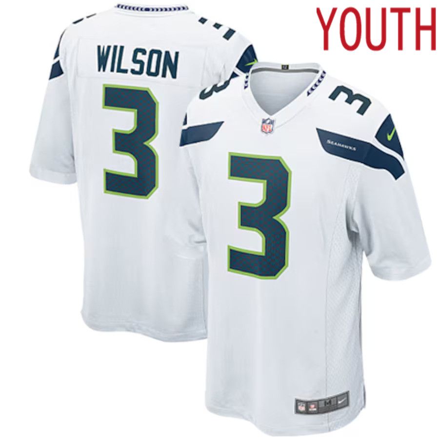 Youth Seattle Seahawks #3 Russell Wilson Nike White Game NFL Jersey->women nfl jersey->Women Jersey